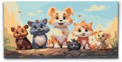  Festés számok szerint - Állatcsapat Méret: 40x80cm, Keretezés: Keret nélkül (csak a vászon)