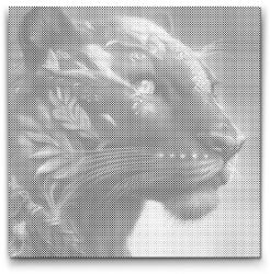  PontPöttyöző - Fekete pumá Méret: 50x50cm, Keretezés: Kartonlemezen, Szín: Zöld