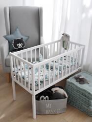 Woodies Safe Dreams Patut mic, co-sleeping din lemn, classic alb 90 x 40 cm