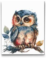  Gyémántszemes kirakó - Bagoly nagy szemekkel Méret: 30x40cm, Keretezés: Kartonlemezen, Gyémántok: Négyzet alakú
