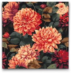  Festés számok szerint - Virágos háttér - Dáliák Méret: 50x50cm, Keretezés: Keret nélkül (csak a vászon)
