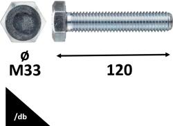 FARMER Hatlapfejű Tövig Menetes Csavar 8.8 Horganyzott Din933 M33x120 /db