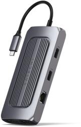 Satechi Aluminium USB-C Multiport MX Adapter, Dual 4K HDMI 60Hz/30Hz, USB-C PD 100W, Ethernet, 1xUSB-C 5Gbps, 2xUSB-A 3.0, Micro/SD, 3.5mm audio, Űrszürke (ST-UCMXAM)