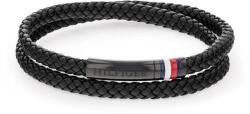 Tommy Hilfiger Brățară din piele neagră cu fixare de oțel 2790552