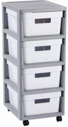Curver Infinity 4x11L fiókos polc, szürke-fehér (231559)