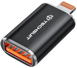 Techsuit - OTG Adapter HyperPort (A6) - USB3.0-ról Lightning-re, PD30W, 5Gbps, GaN, átalakító iPhone-hoz - Fekete / Narancssárga