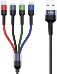 USAMS U26 4 az 1-ben 0.35 m 2A gyorstöltésű fonott kábel, 2xlightning / microUSB / USB-C (US-SJ411)