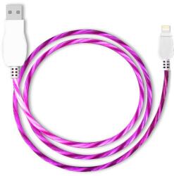  Prémium adat- és töltőkábel, Lightning/USB csatlakozóval, villogó fénnyel, 2A gyors töltés, 1 méter, pink (TB12381)