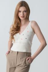 Benetton United Colors of Benetton, V-nyakú bordázott top, Fehér, Narancssárga, Halványlila, S (10C1EH01A-0R2-S)