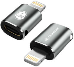 Techsuit - Premium OTG Adapter TitanCoreX (A11) - USB Type-C a Lightning csatlakozóhoz, 3A, alumínium ötvözet, csatlakoztasd és használd, gyors átvitel - Szürke