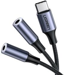 UGREEN USB Type-C 2x 3.5 mm mini jack elosztó/átalakító kábel 20 Cm szürke (30732)