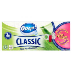 Ooops! papírzsebkendő Classic 3 rétegű Aloe Vera Open & Close 90db (5998648704426)