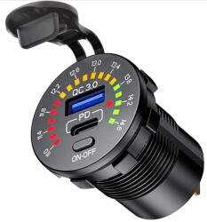 AVC Beépíthető autós USB töltő voltmérővel (49459)