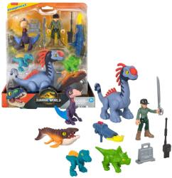 Mattel Set Fisher-Price Imaginext Jurassic World The Rebirth cu om de 76 cm 5 dinozauri lansator si accesorii JFR25 (JFR25) Figurina