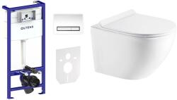 Oltens Készlet süllyesztett keret gombbal és tömítéssel Oltens Triberg 58300100, WC csésze Oltens Hamnes 42513000, 45110000 (58301100)