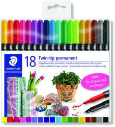 STAEDTLER Перманентни маркери Staedtler Design Journey , двувърхи, 18 цвята (27371-А)