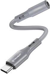  Techsuit - Prémium Hang Adapter SoundFleX (AC1) - Type-C - 3, 5 mm Jack, Hi-Fi Minőség, DAC Chip, Szilikagél, 0, 1 m - Szürke - studioeszkozok