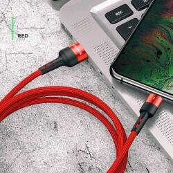 USAMS U26 adatkábel (USB - Type-C, 2A, gyorstöltő, 100cm, törésgátló, LED jelzés) PIROS (SJ313TC02) (63765-uniw) (63765-uniw)