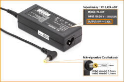 Laptophardware Packard Bell 19V 3.42A 65W helyettesítő új töltő (LC. ADT01.006, PA-1700-02)