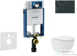 Geberit Kombifix falra szerelhető WC szett, Kielle Oudee kompakt Vortex WC soft close ülőkével, Geberit Sigma 20 fényes/matt fekete nyomólappal SANI15CA5133 (SANI15CA5133)