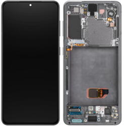 Samsung Piese si componente Display - Touchscreen Samsung Galaxy S21 5G G991, Cu Rama, Fara Camera Frontala, Gri, Service Pack GH82-27256A (GH82-27257A) - pcone