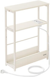 VASAGLE Keskeny lerakóasztal, éjjeli szekrény, 3 szintes, beépített elosztóval, krémfehér 45x18x58cm (LET335W02)
