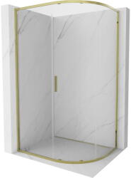 Mexen Exo, tolóajtós félkör alakú zuhanykabin 90 x 80 cm, átlátszó üveg, arany, 8131-090-080-50-00 (8131-090-080-50-00)