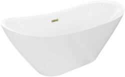 Mexen Lotos, szabadon álló kád 150 x 75 cm, fehér, fényes arany túlfolyó, 52051507700-50 (52051507700-50)