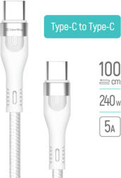 ColorWay USB-C Kábel - PD 240W - 5A - 1m - Fehér (CW-CBPDCC065-WT)