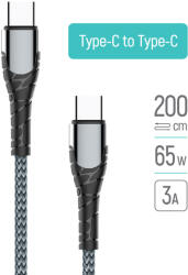 ColorWay USB-C Kábel - 65W - 3A - 2m (CW-CBPDCC039-GR)