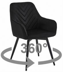  Scaun de masa rotativ NANA360 VELVET, negru