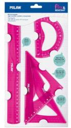 MILAN Vonalzó készlet MILAN "FLEX" rugalmas, rózsaszín