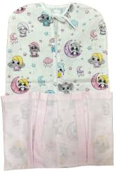  Pamut cipzáras ovis zsák zsebekkel, vállfához - Rózsaszín/fehér panda álom