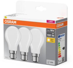OSRAM 3x LED izzó A60 B22d 11W = 100W 1521lm 2700K Meleg 320°-os foglalat Osram (4058075654150)