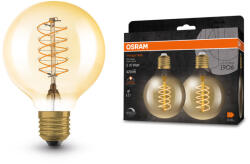 OSRAM 2x Dekoratív LED izzó G80 gömb alakú E27 4.8W = 37W 420lm 2200K Meleg 320° Izzószálas, szabályozható fényerővel, Vintage 1906 Osram (4099854147876)