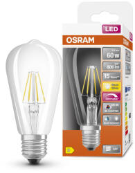 OSRAM LED izzó ST64 Edison E27 5.8W = 60W 806lm 2700K Meleg CRI90 300° Izzószálas, szabályozható fényerejű SUPERSTAR PLUS CLASSIC Osram (4058075603035)