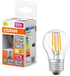 OSRAM LED izzó P45 gömb alakú E27 2.2W = 25W 300lm 2700K Meleg CRI90 300° Izzószálas, szabályozható fényerejű SUPERSTAR PLUS CLASSIC Osram (4099854084171)