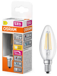 OSRAM LED izzó B35 gyertya E14 2.2W = 25W 300lm 2700K Meleg CRI90 300° Izzószálas, szabályozható fényerejű SUPERSTAR PLUS CLASSIC Osram (4099854084096)