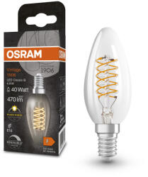 OSRAM LED dekoratív izzó B35 gyertya E14 4.8W = 40W 470lm 2700K Meleg 320° Izzószálas, szabályozható fényerővel Vintage 1906 Osram (4099854075728)