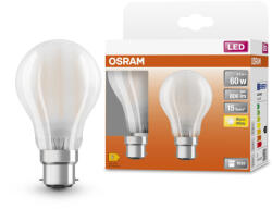 OSRAM 2x LED izzó A60 B22d 6.5W = 60W 806lm 2700K Meleg 300° Retrofit Filament CLASSIC Osram (4058075435407)