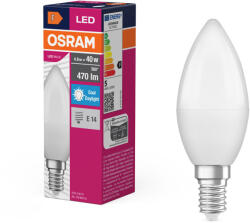 OSRAM LED izzó B37 gyertya E14 4.9W = 40W 470lm 6500K Hideg 180° VALUE CLASSIC Osram (4099854110078)