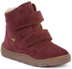 Froddo ghete de iarnă barefoot pentru fete ZERU TEX FURRY Bordeaux G2110151-4 | ghete de iarnă pentru copii cu închidere Velcro | încălțăminte din piele cu membrană și talpă flexibilă - 27