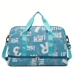  NŐI SPORT- ÉS UTAZÓTÁSKA -HOLOGRAMOS BETŰS ANYAG -Világos Kék- (LD211415-1-1)