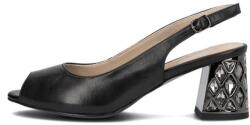 Filippo Sandale dama, negru, elegante, din piele naturala, cu toc, Filippo DS6181-24-BK-Negru (Marime: 37) (DS6181-24-BK-Negru-37)