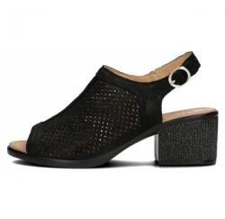 Filippo Sandale dama, negru, elegante, din piele naturala, perforati, cu toc, Filippo DS4475-23-BK-Negru (Marime: 38) (DS4475-23-BK-Negru-38)