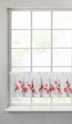Takoy Perdea vitraliu din etamină decorată cu imprimeu al florilor de maci roșii și dantelă de 150 x 30 cm