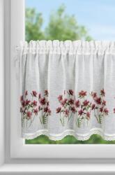 Takoy Perdea din vitraliu ISA din etamină decorată cu imprimeu de flori roșii și dantelă 60x150 cm 150 x 60 cm