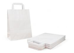 Szidibox Karton Papírtáska szalagfüles, papírszatyor 22x28+10cm fehér 100db/csomag (SZID-02521)