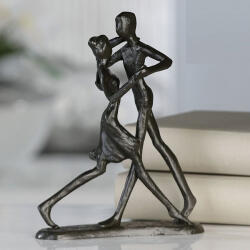  Gyönyörű kovácsoltvas táncoló páros szobor antik fekete színben - 17cm