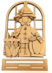  Ablakos madárijesztő figurákkal, keritéssel. Mérete: 15, 8x22, 7x4 cm